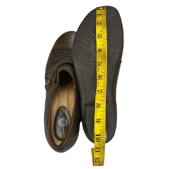 Earth Loafer Shoes Womens Sz 9.5D Maize Brown Leather Slip On Comfort Block Heel - Picture 6 of 16